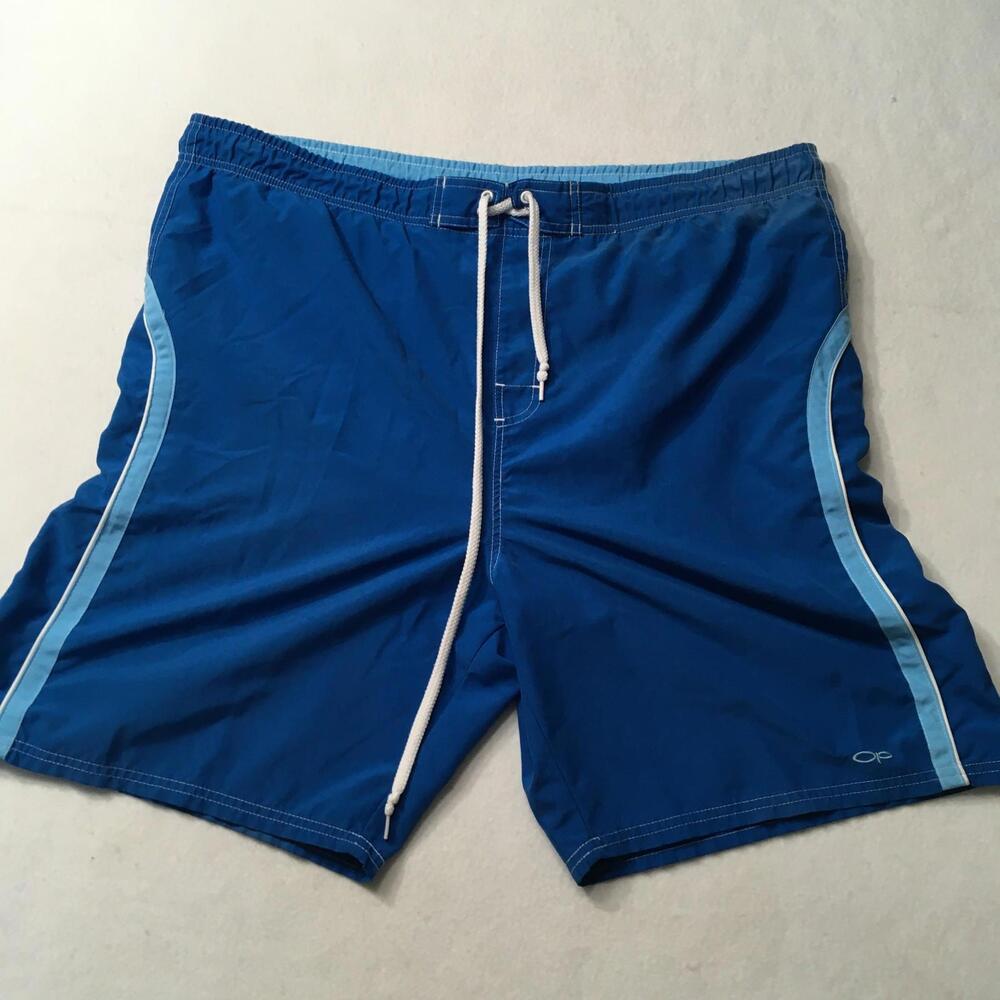 OP Swim Trunks Mens Size XL MESH Lined Drawstring Blue COIN POCKET